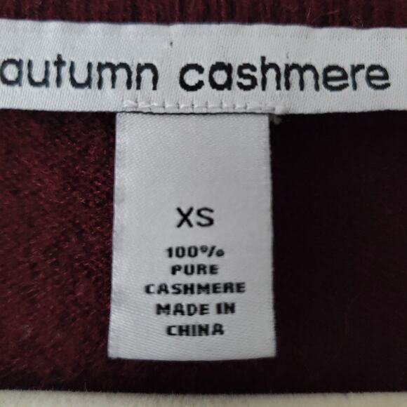 Autumn Cashmere Maroon Cut Out V Neck Sweater XS Cozy Minimalist Modern Scandi - Picture 4 of 15